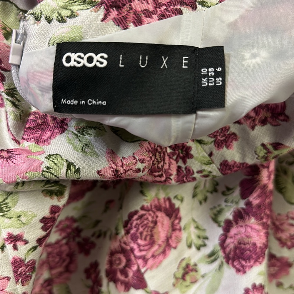 Asos Luxe Keyhole Cut Out Floral jacquard High Neck Long Sleeve Mini Dress Sz 6 - Picture 13 of 14